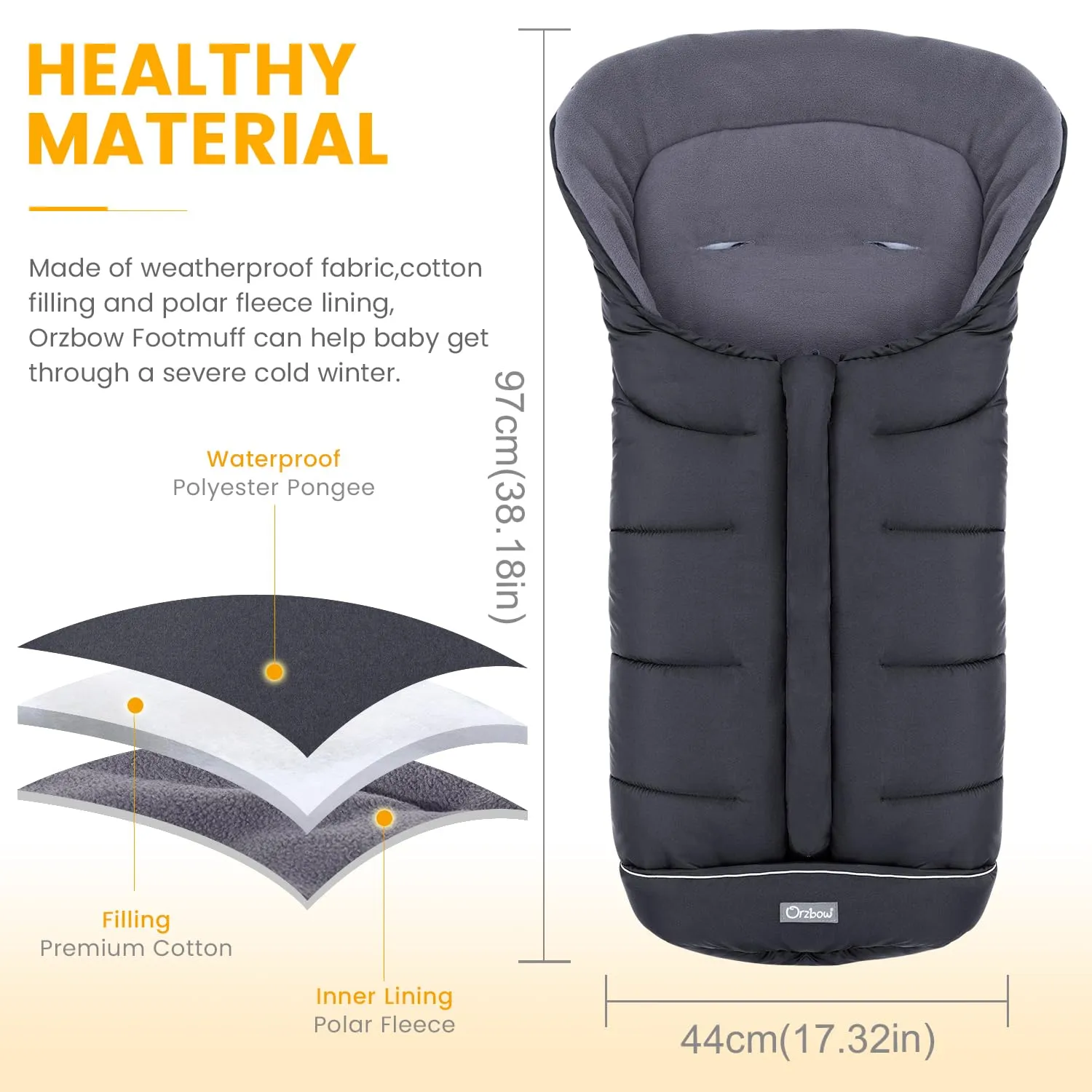 Universal Footmuff for Stroller, Winter Warm Baby Stroller Bunting Bag, Waterproof Windproof Warm Coral Fleece Lined Sleeping Bag