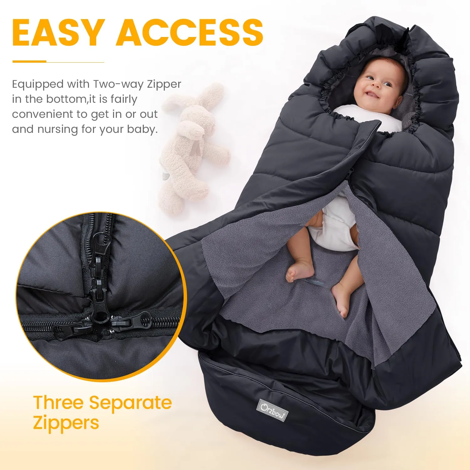 Universal Footmuff for Stroller, Winter Warm Baby Stroller Bunting Bag, Waterproof Windproof Warm Coral Fleece Lined Sleeping Bag