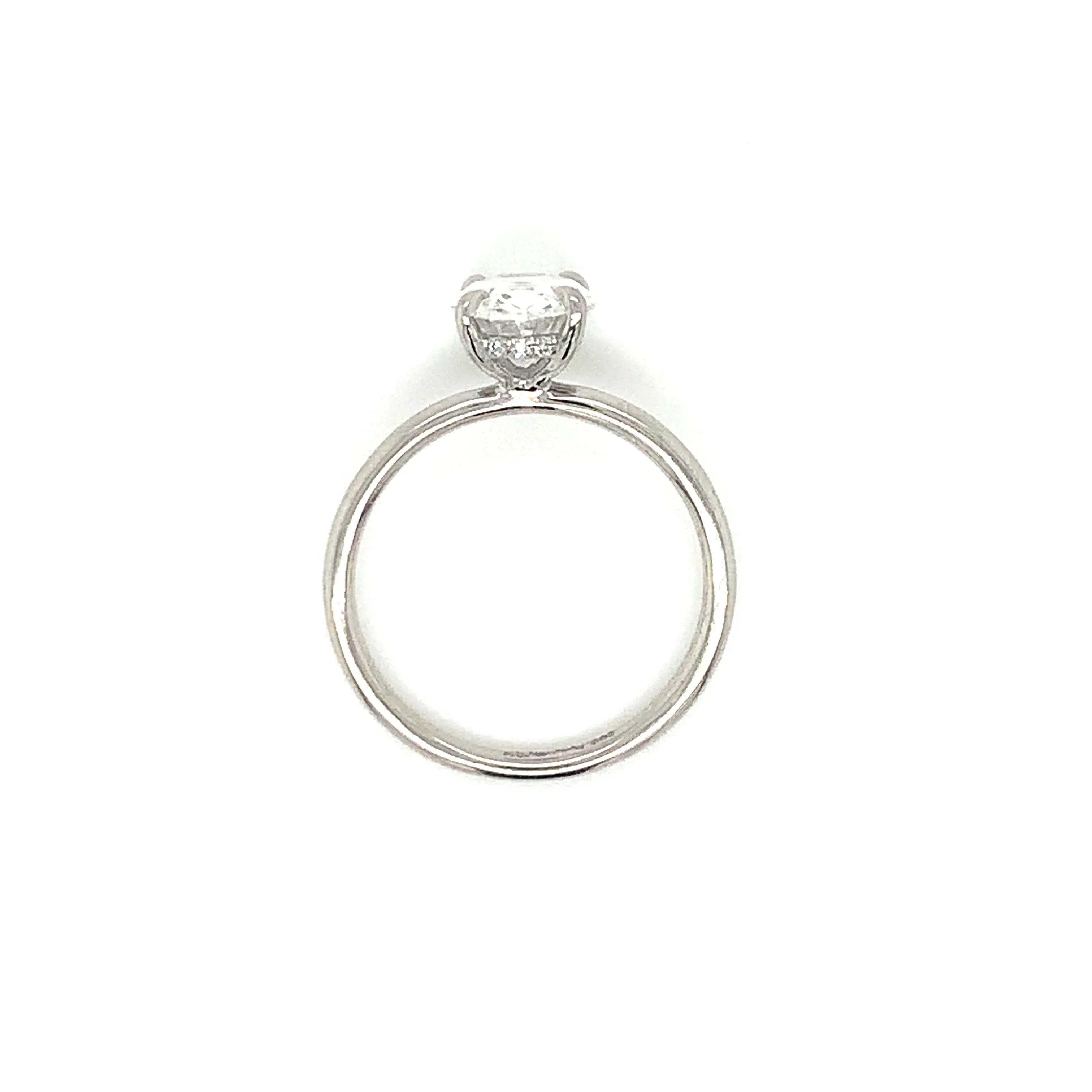 Valeria - Platinum 1.92ct Laboratory Grown Oval Solitaire Engagement Ring with Hidden Halo