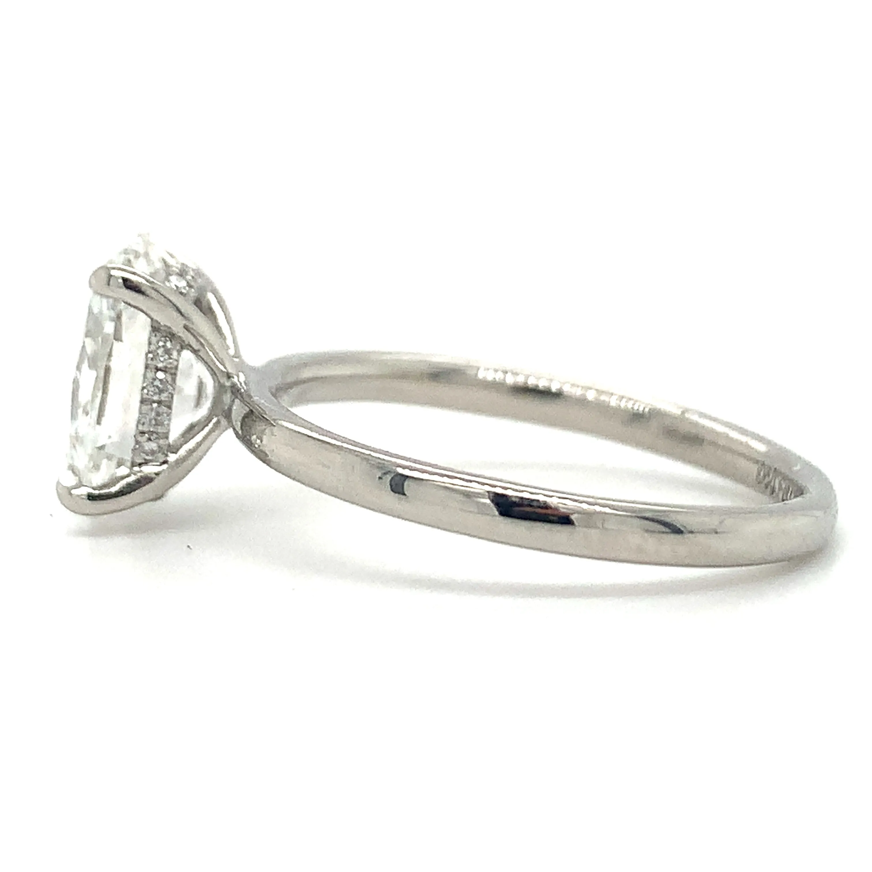 Valeria - Platinum 1.92ct Laboratory Grown Oval Solitaire Engagement Ring with Hidden Halo