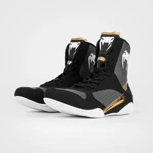 Venum Elite Boxing Shoes Black/White/Gold