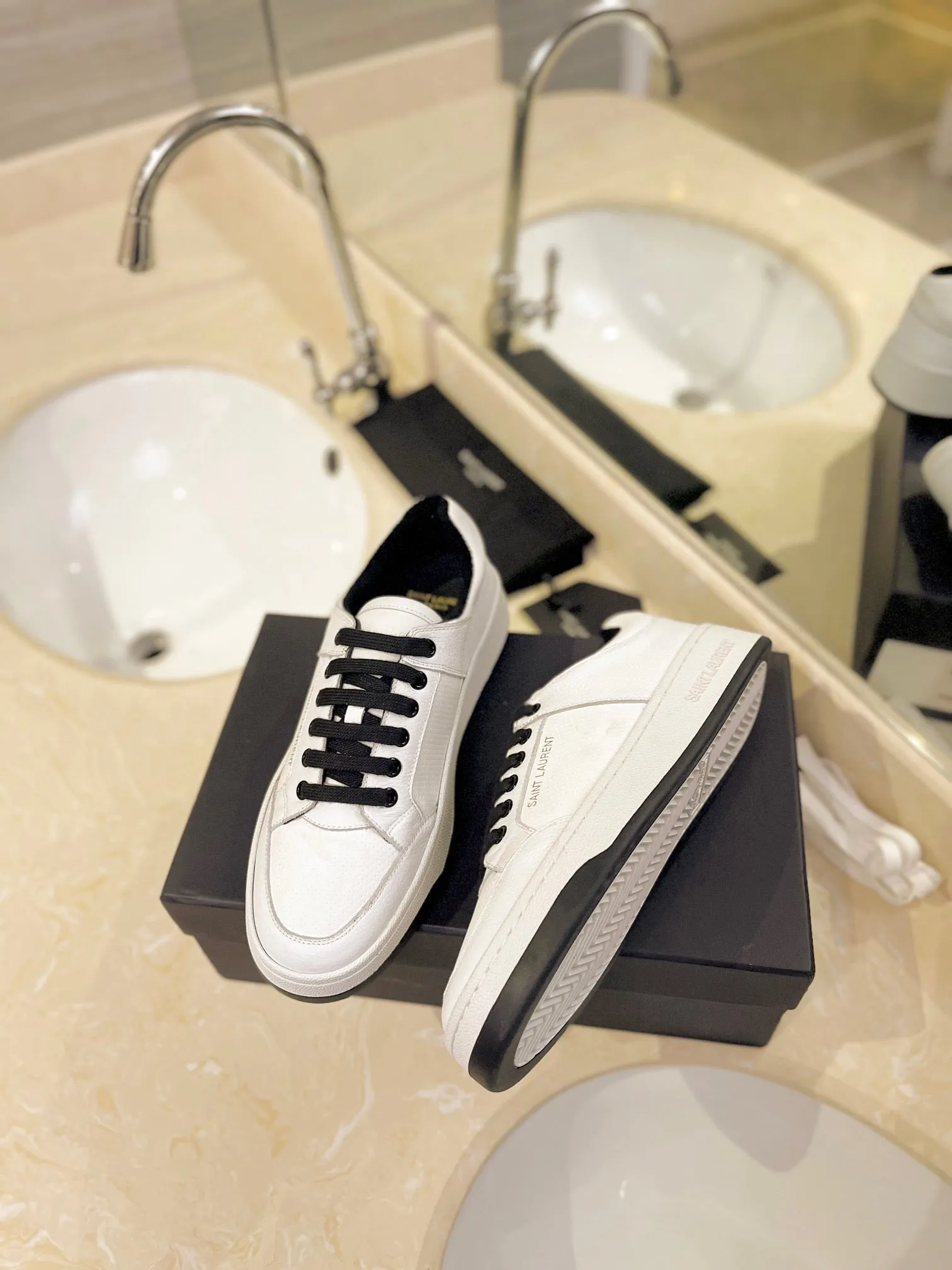 VSL Black and White Leather Sneakers-165