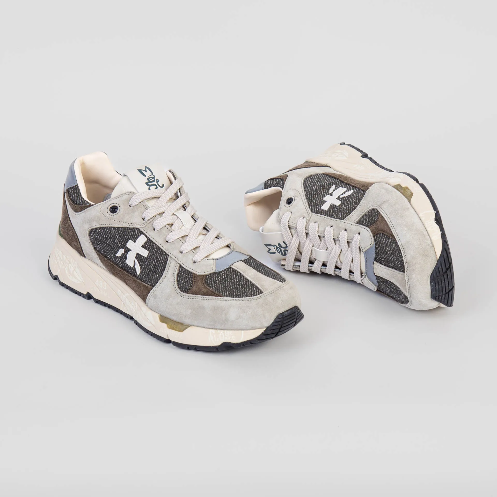 WHITE PREMIATA SNEAKERS MASE 6896 GREEN