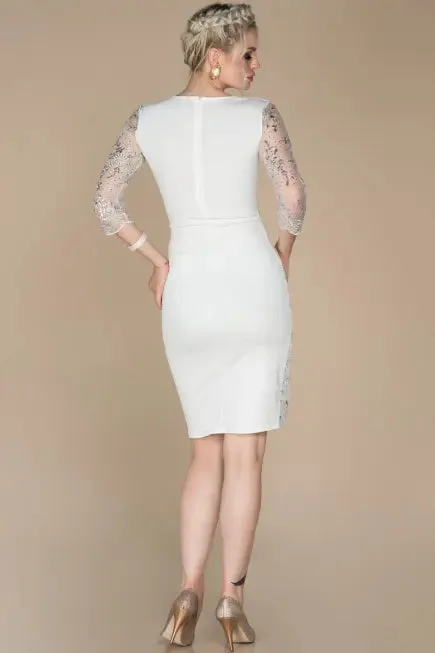 White Short Simple Civil Wedding Dress ABK832