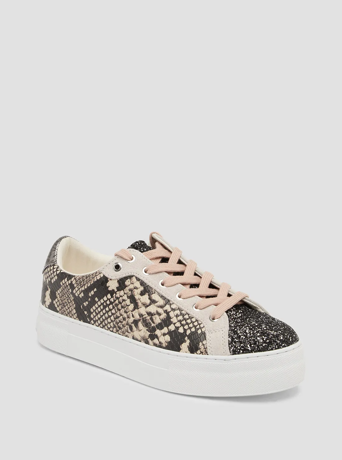 White Snake Print Garmini Low Top Sneakers