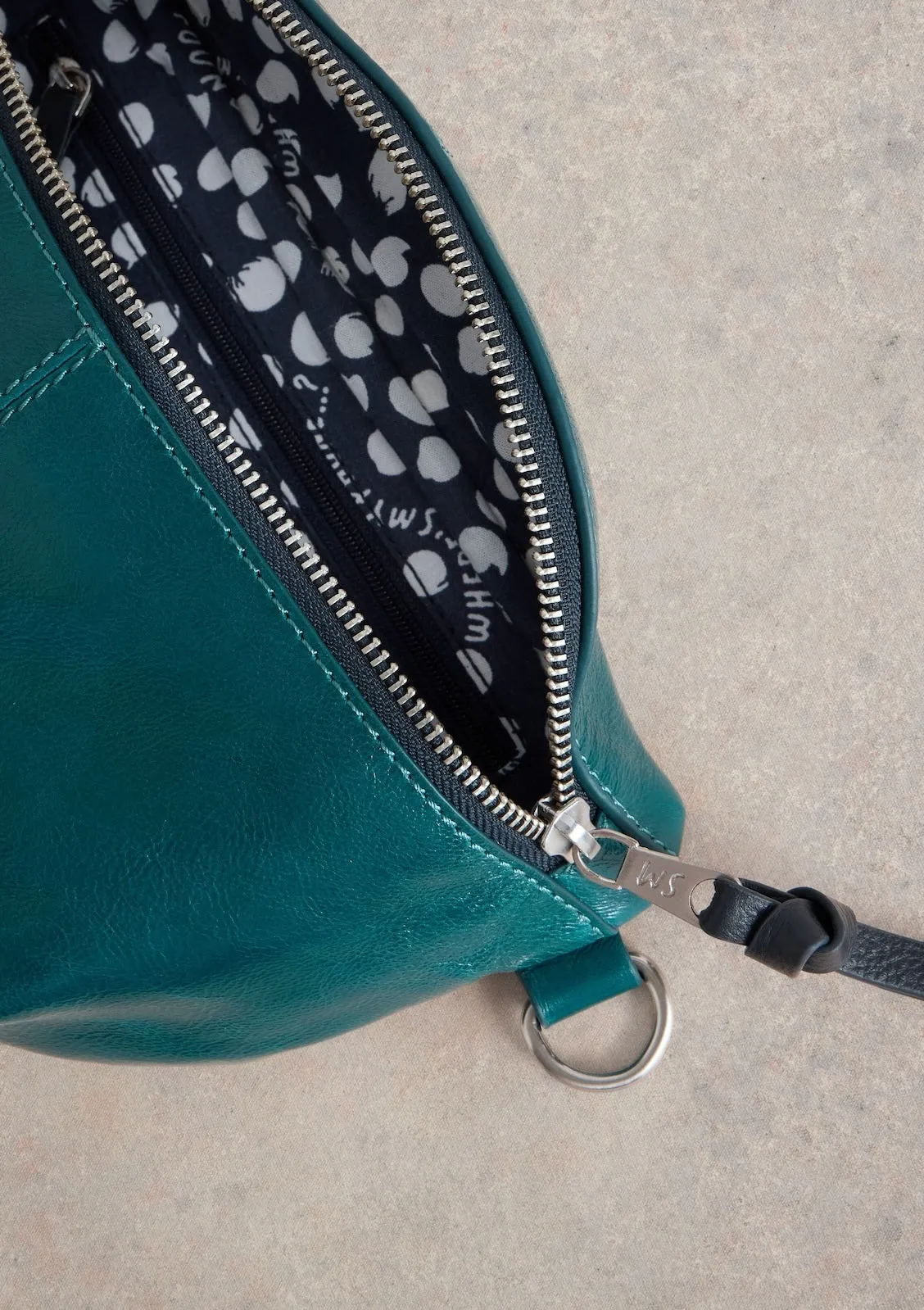 White Stuff Mini Sebby Leather Sling Bag Mid Teal