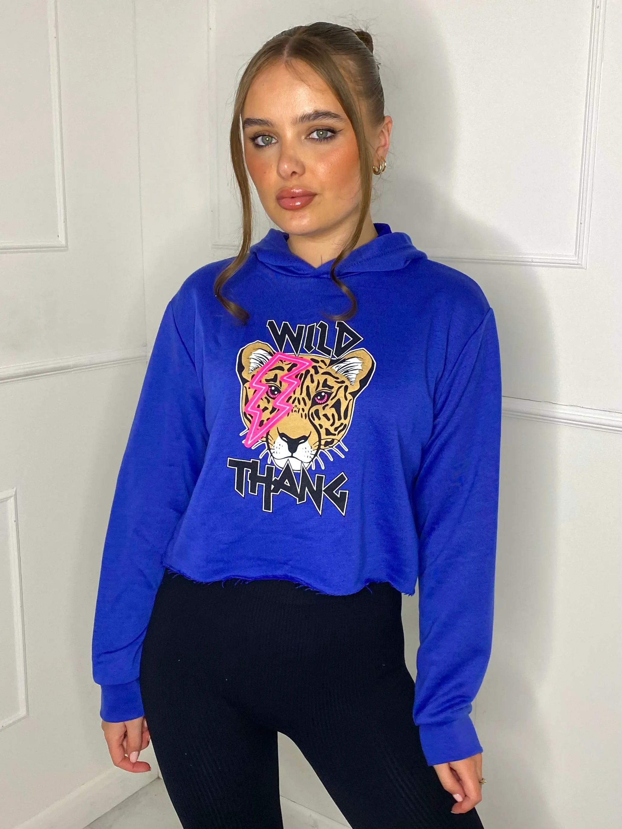 Wild Thang Cropped Hoodie - Royal Blue