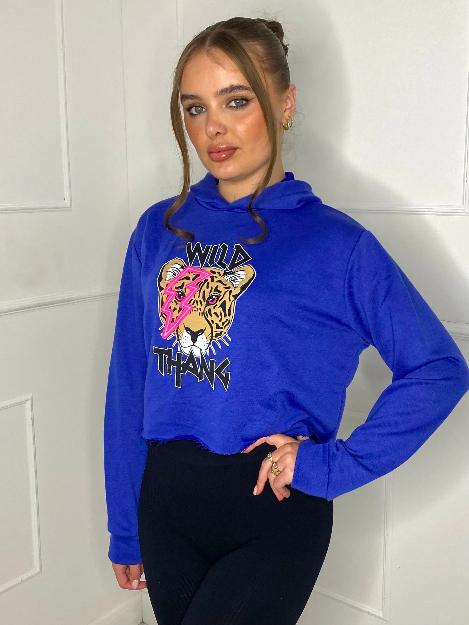 Wild Thang Cropped Hoodie - Royal Blue