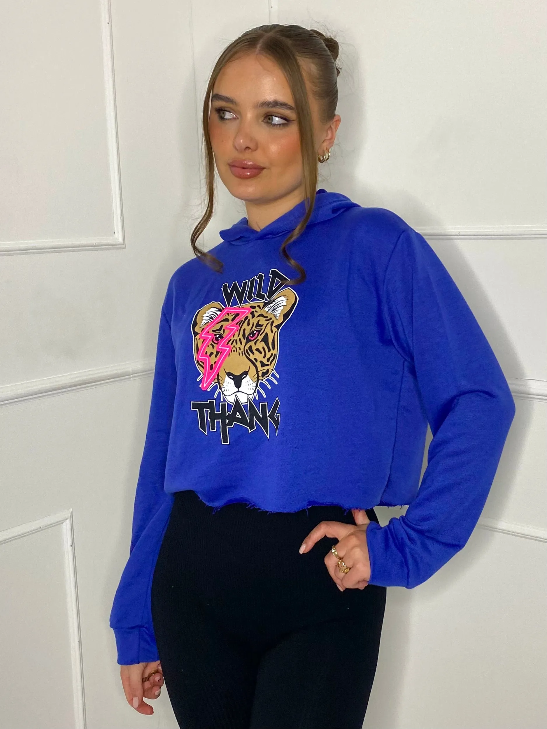 Wild Thang Cropped Hoodie - Royal Blue