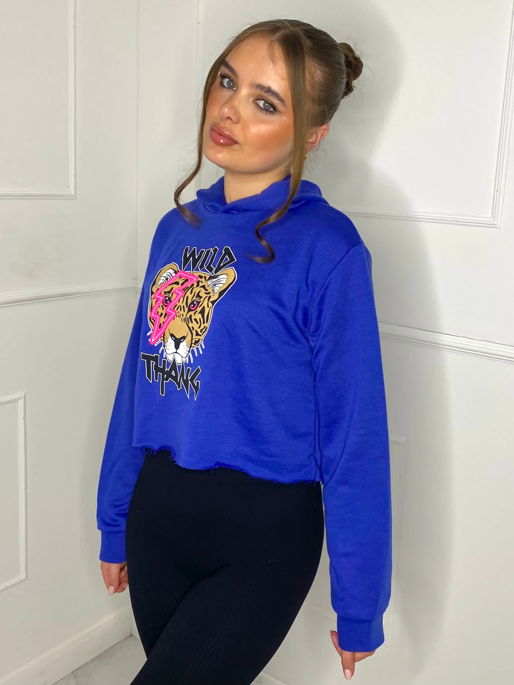 Wild Thang Cropped Hoodie - Royal Blue