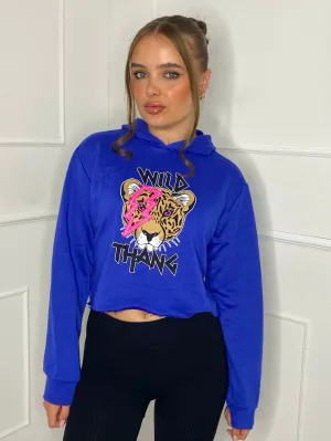 Wild Thang Cropped Hoodie - Royal Blue