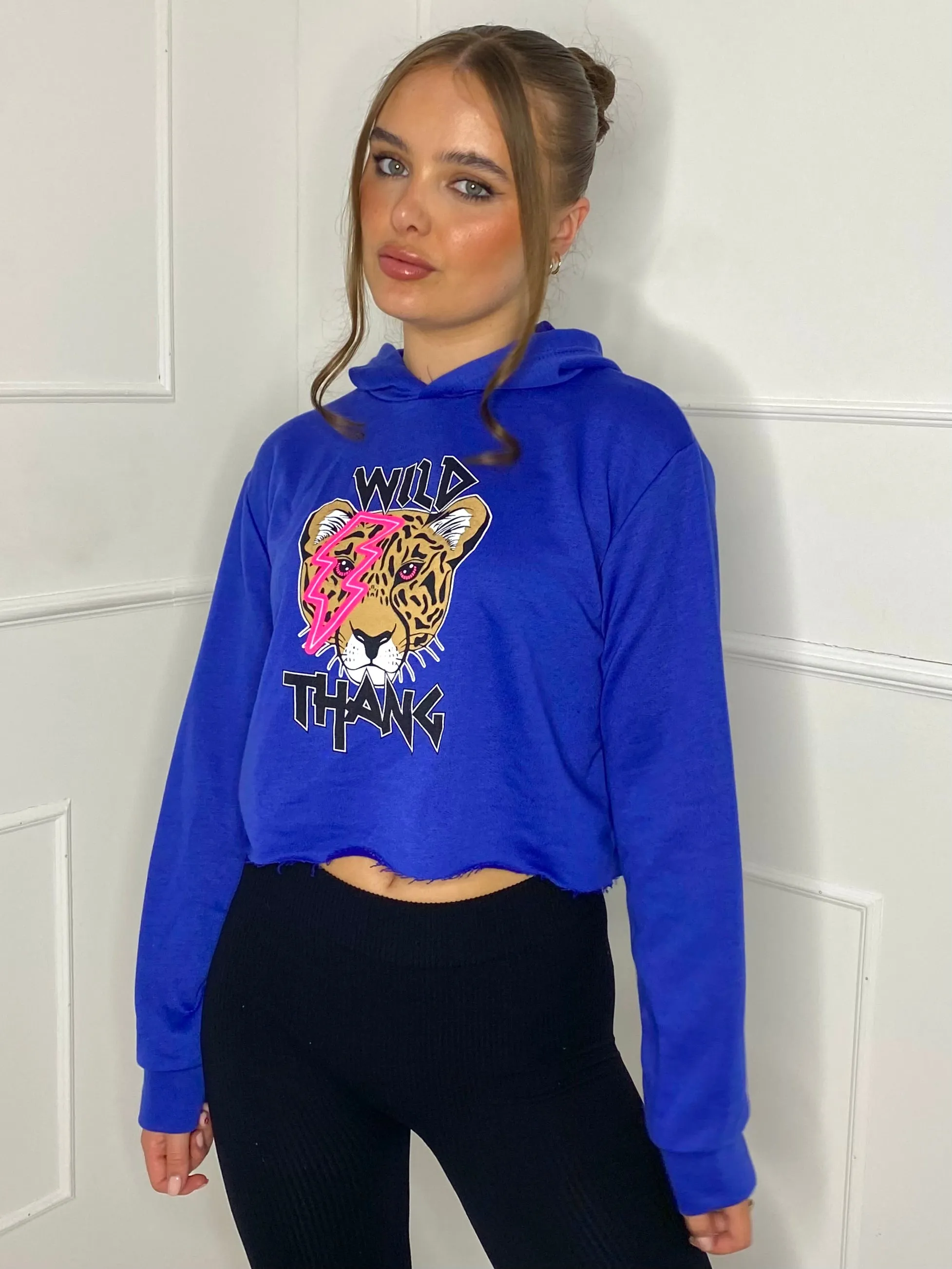 Wild Thang Cropped Hoodie - Royal Blue