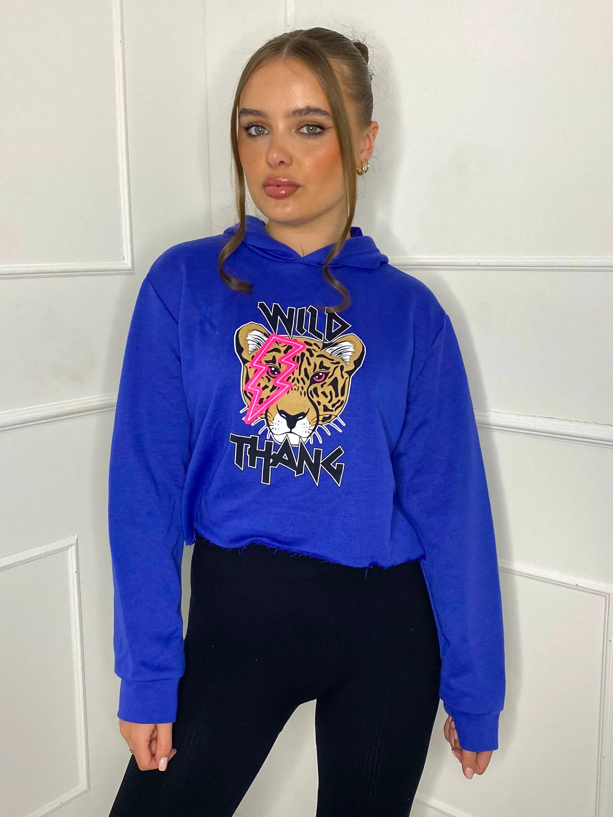 Wild Thang Cropped Hoodie - Royal Blue