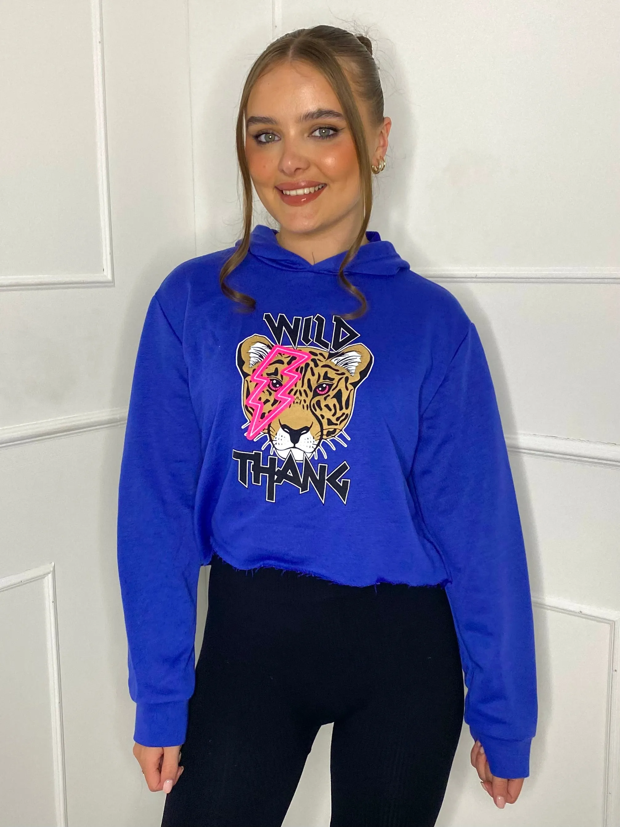 Wild Thang Cropped Hoodie - Royal Blue