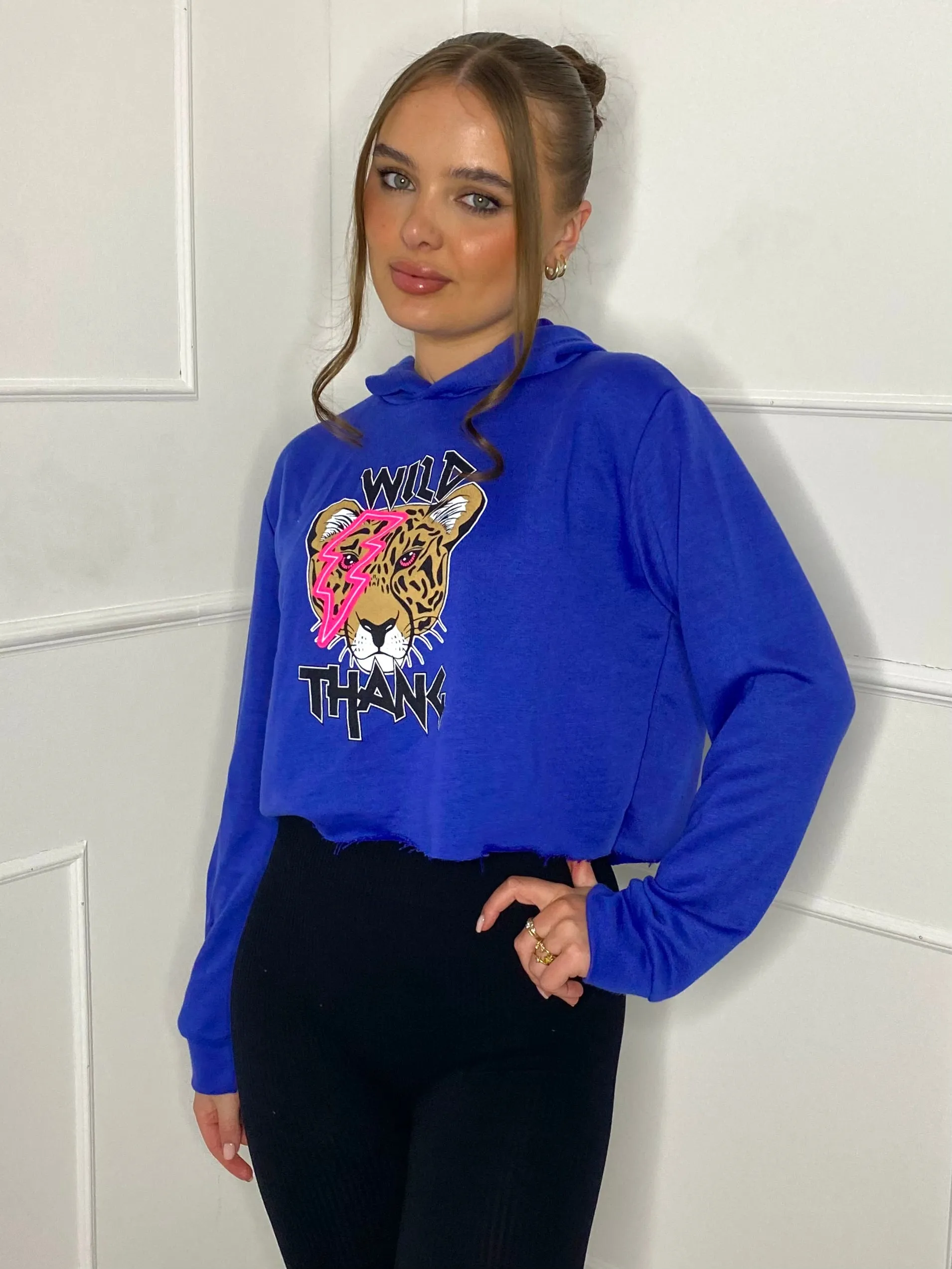 Wild Thang Cropped Hoodie - Royal Blue