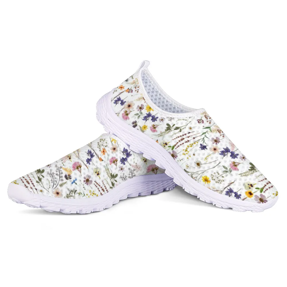 Wildflowers White Non-Slip Sneakers Lightweight