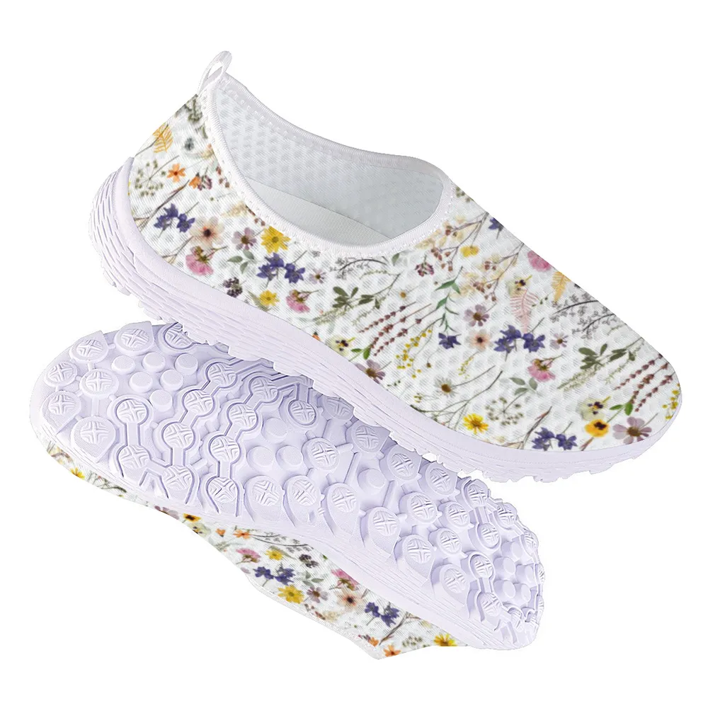 Wildflowers White Non-Slip Sneakers Lightweight