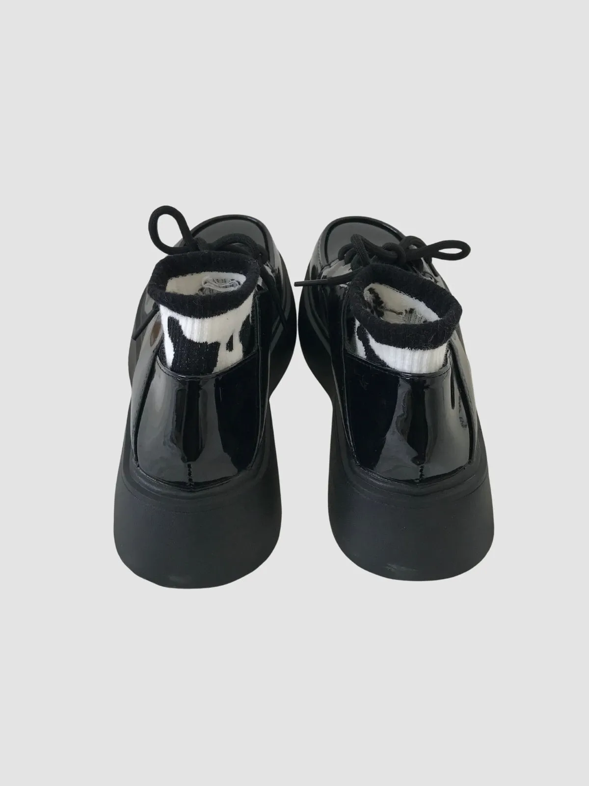 WLS Lace Up Leather Women Loafers Shoes