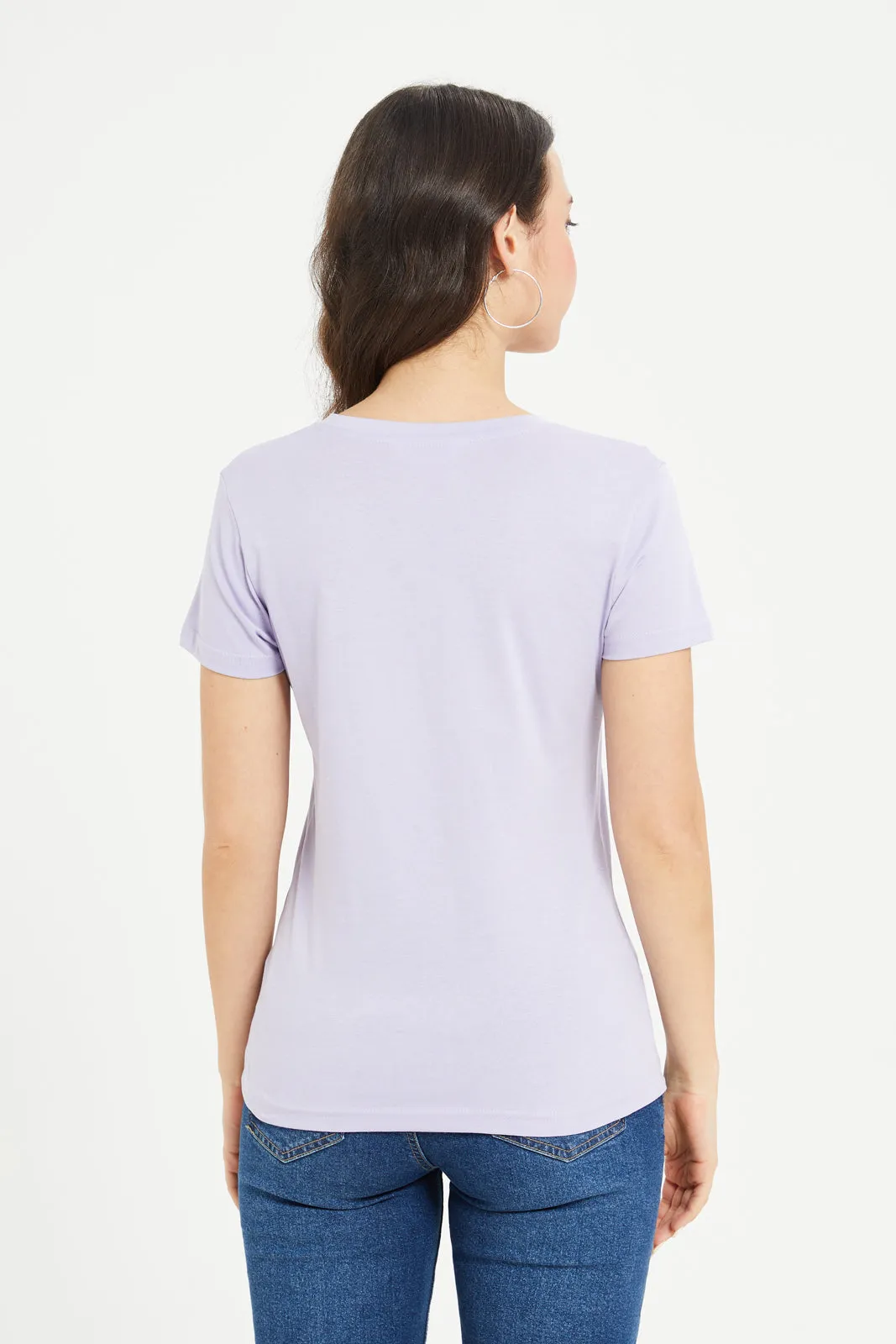 Women Lilac Basic T-Shirt