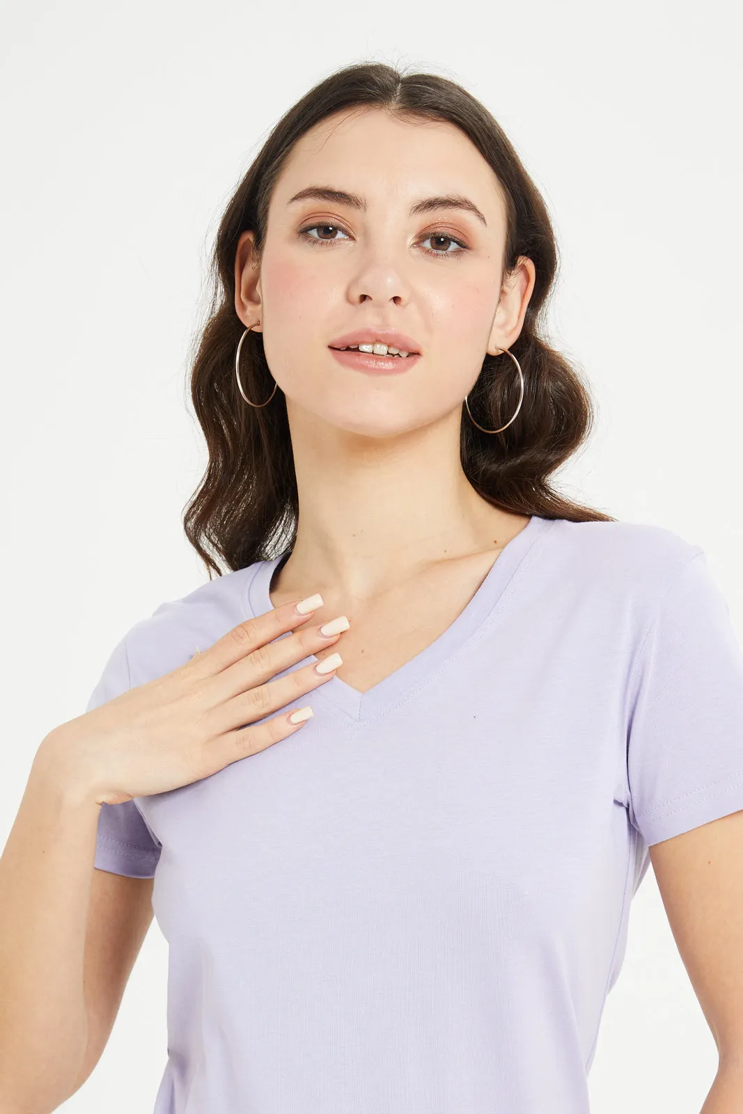 Women Lilac Basic T-Shirt