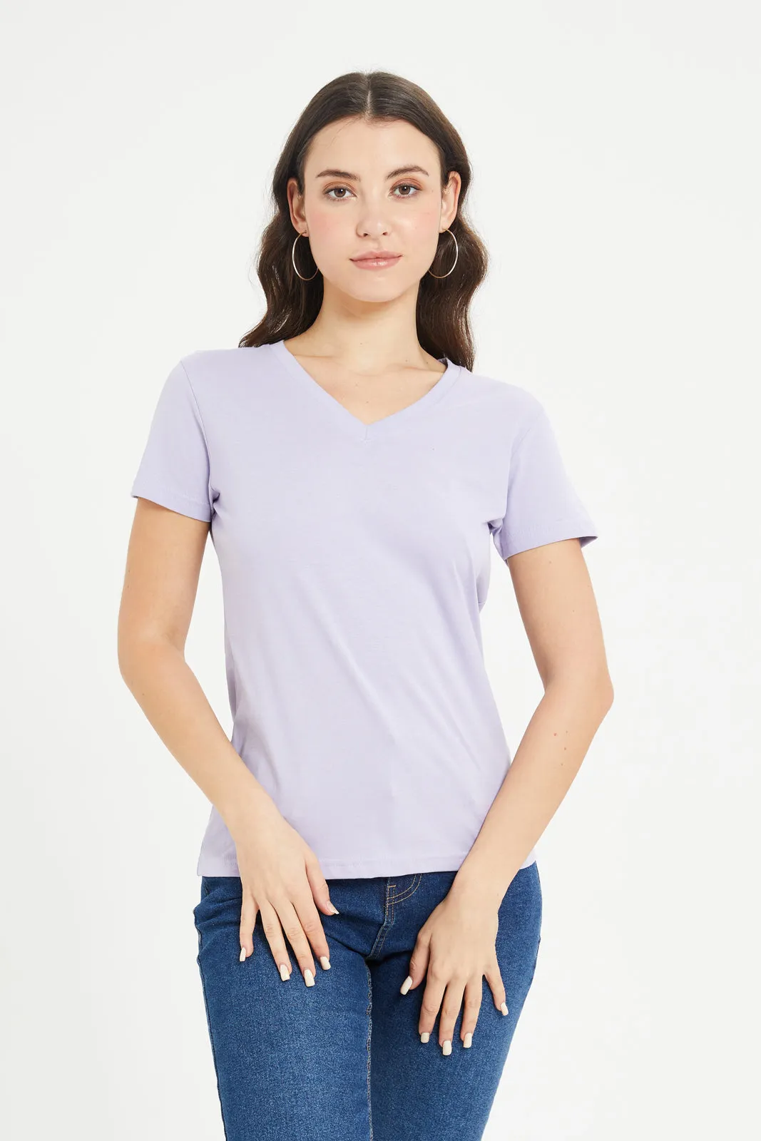 Women Lilac Basic T-Shirt