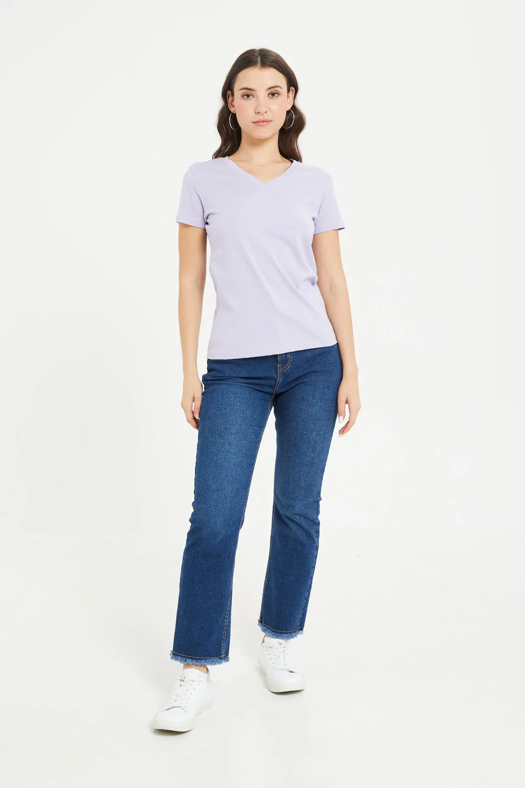 Women Lilac Basic T-Shirt