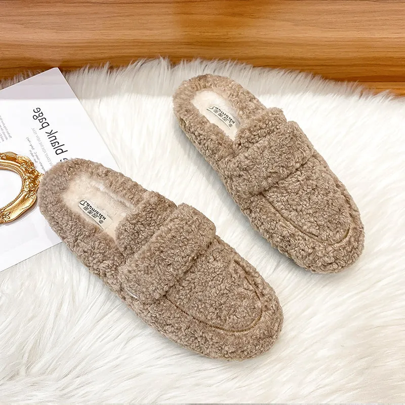 Women Minimalist Casual Winter Fur Slippers