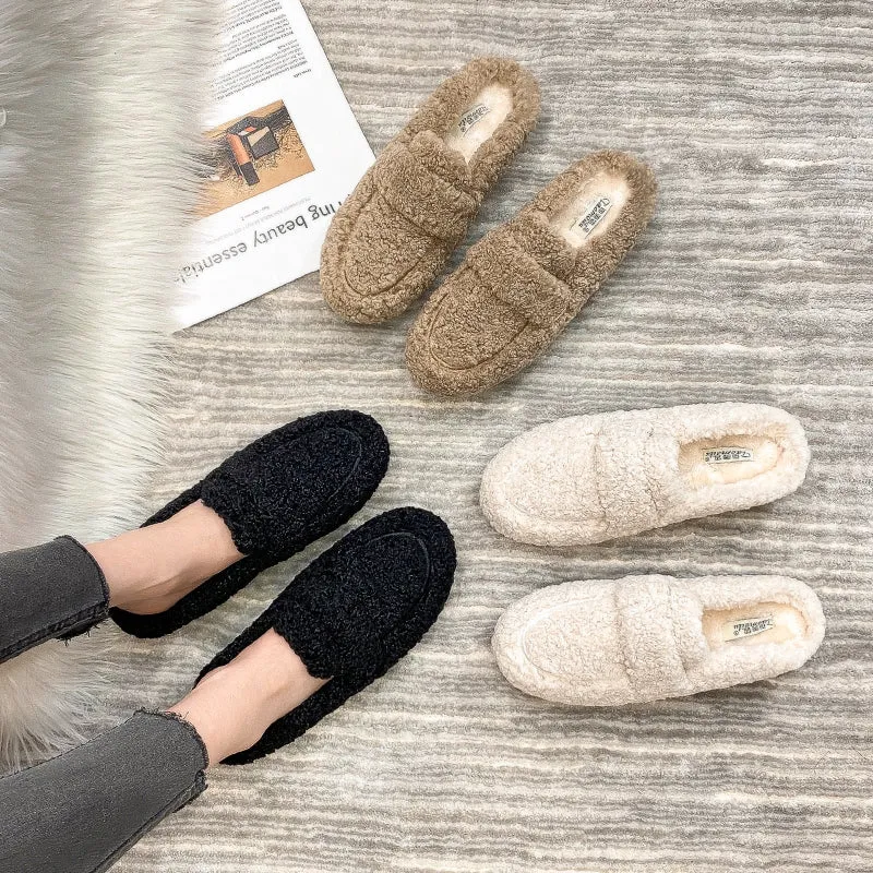 Women Minimalist Casual Winter Fur Slippers