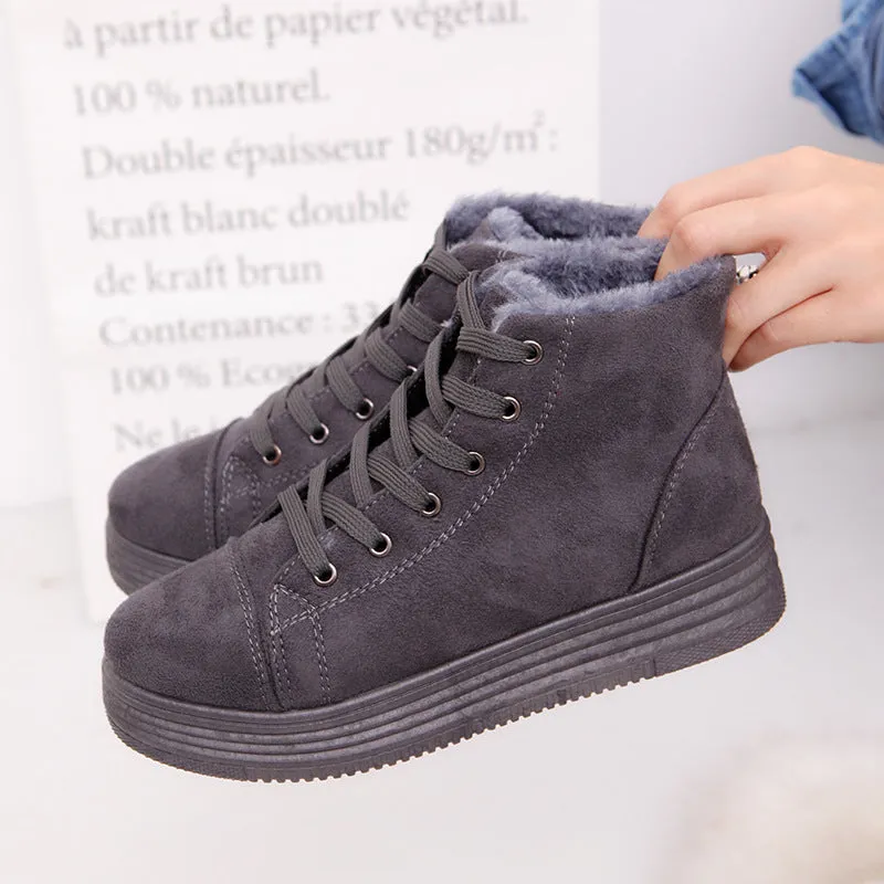 Women Winter Boots Suede Warm Platform Snow Ankle Boots Women Casual Shoes Round Toe Female Botas Mujer