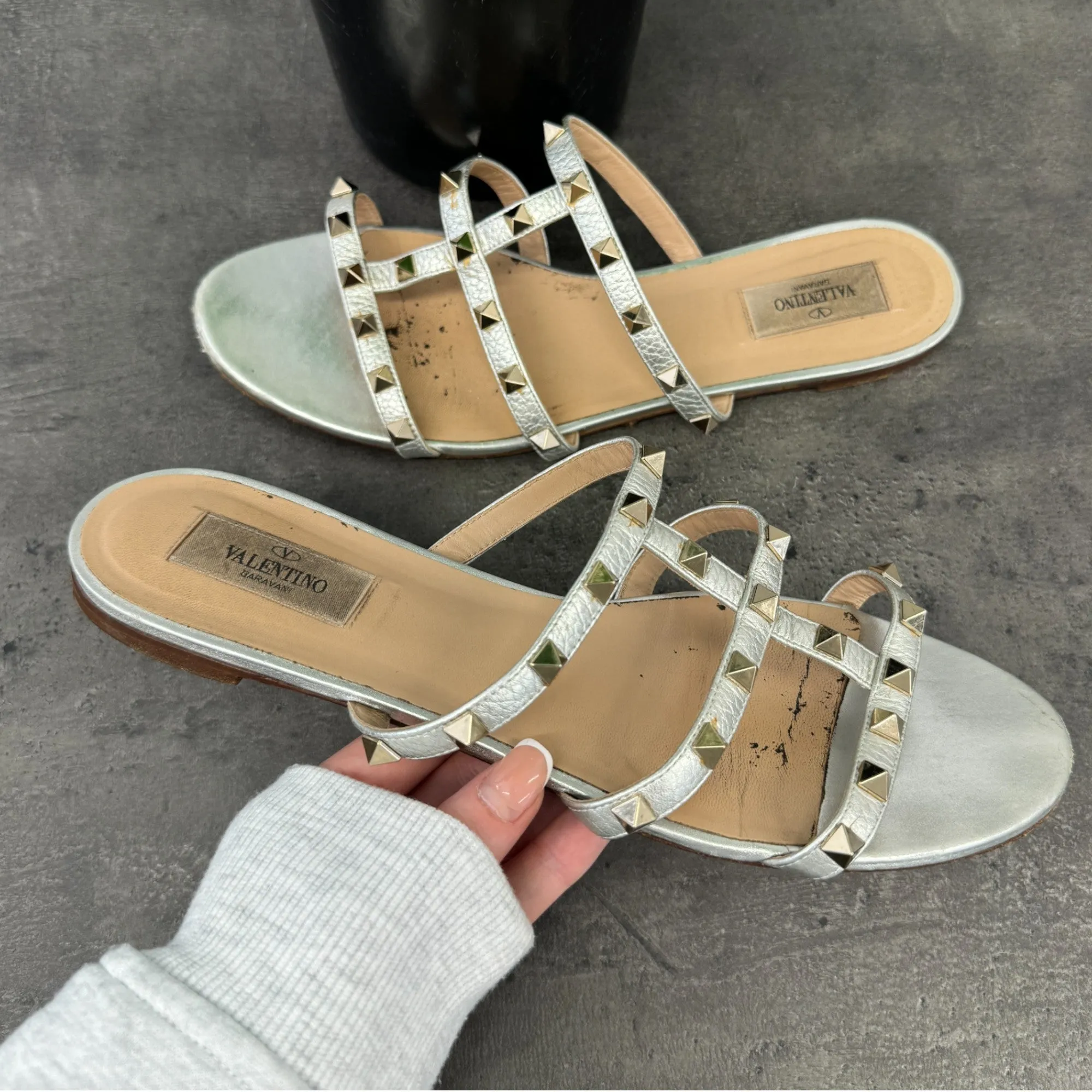 Women's Rockstud Sandals Silver Size EU 40.5 / 7.5