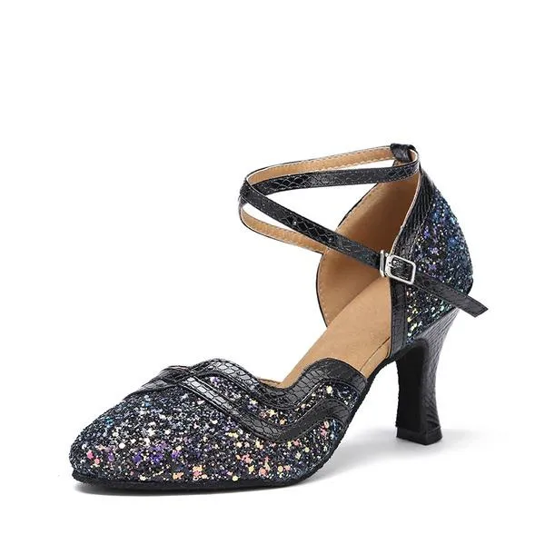 Women's Sparkling Glitter 8.3cm Heel Ballroom Dance Shoes Modern Shoes