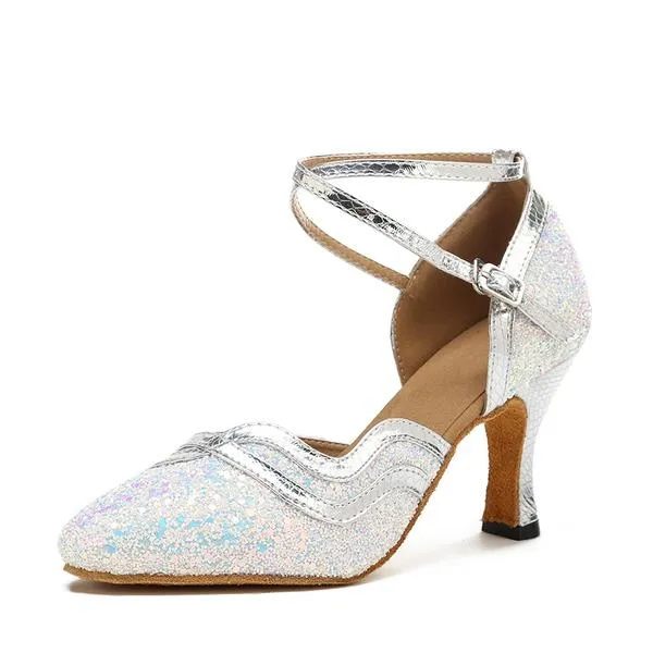 Women's Sparkling Glitter 8.3cm Heel Ballroom Dance Shoes Modern Shoes